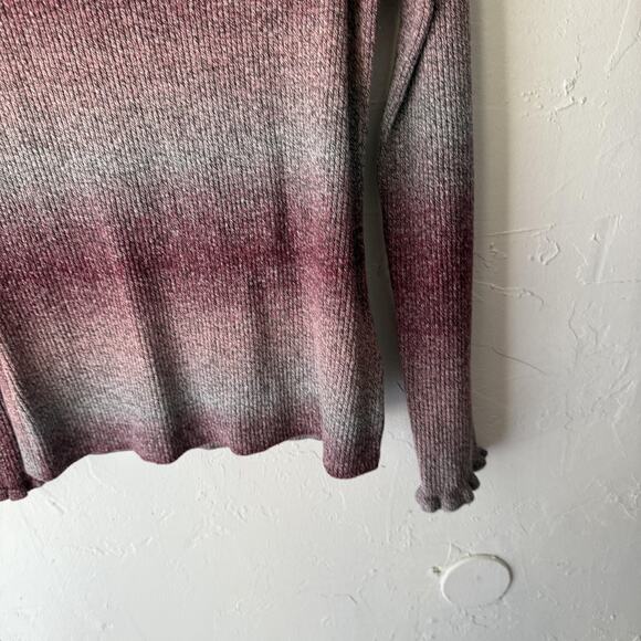 IN San Francisco Sweater Y2k Large Knit Ruffle Mock Neck Pullover Ombre Fall - Picture 3 of 8